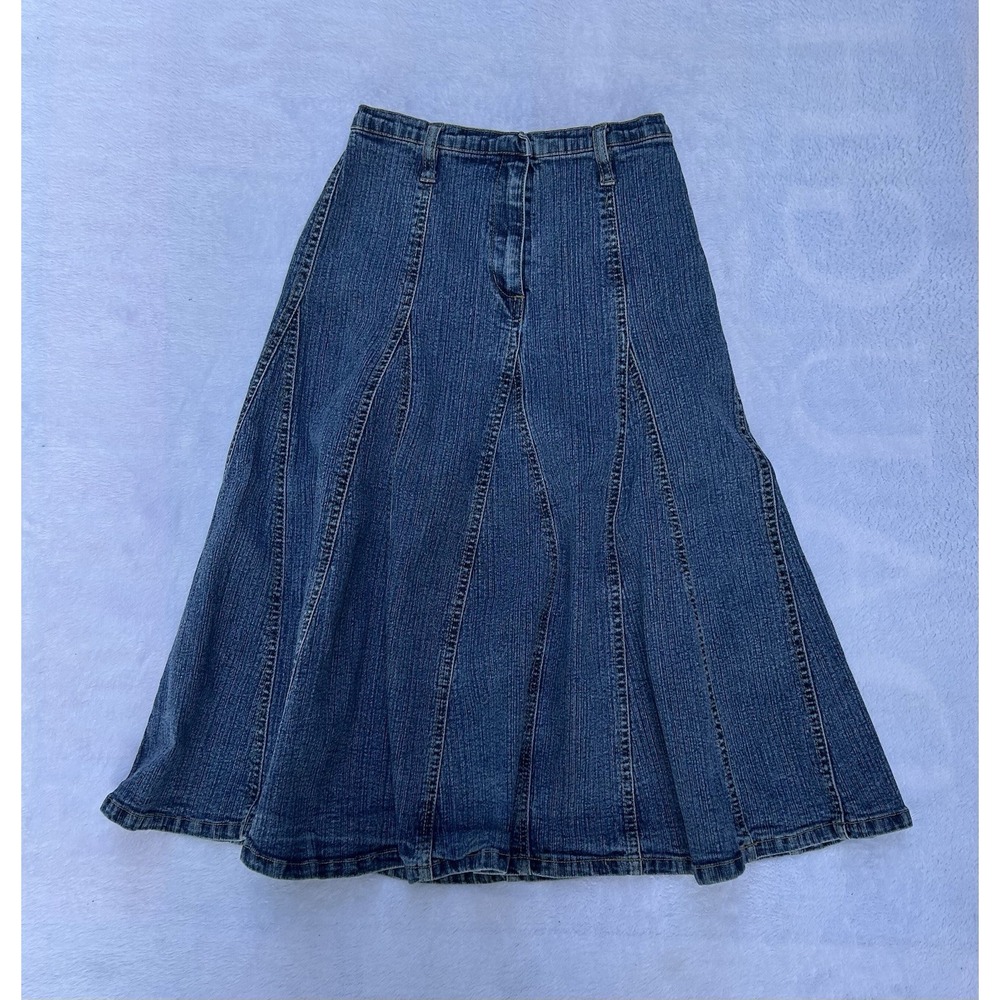 Kids Girls 10 Y2K Rewind Pleated Flared Jean Skirt, Cute, Trendy, Stretchy